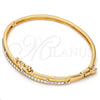 Oro Laminado Individual Bangle, Gold Filled Style Love Design, with White Crystal, Polished, Golden Finish, 07.171.0036.05 (05 MM Thickness, Size 5 - 2.50 Diameter)