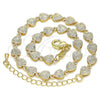 Oro Laminado Fancy Anklet, Gold Filled Style Heart Design, Polished, Golden Finish, 03.145.0014.10
