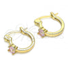 Oro Laminado Small Hoop, Gold Filled Style with Pink Cubic Zirconia, Polished, Golden Finish, 02.210.0499.2.12