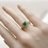 Oro Laminado Multi Stone Ring, Gold Filled Style Heart and Cluster Design, with Green and White Cubic Zirconia, Polished, Golden Finish, 01.196.0033