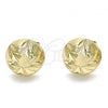 Oro Laminado Stud Earring, Gold Filled Style Diamond Cutting Finish, Golden Finish, 02.100.0122