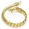 Oro Laminado Basic Bracelet, Gold Filled Style Greek Key Design, Polished, Golden Finish, 03.179.0025.08