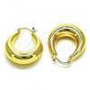 Oro Laminado Medium Hoop, Gold Filled Style Hollow Design, Polished, Golden Finish, 02.163.0161.30