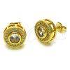 Oro Laminado Stud Earring, Gold Filled Style with White Cubic Zirconia and White Micro Pave, Polished, Golden Finish, 02.342.0309