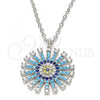 Sterling Silver Pendant Necklace, with Multicolor Micro Pave, Polished, Rhodium Finish, 04.336.0076.16