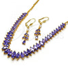 Oro Laminado Necklace and Earring, Gold Filled Style with Amethyst Cubic Zirconia, Polished, Golden Finish, 06.221.0014
