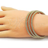 Oro Laminado Trio Bangle, Gold Filled Style Diamond Cutting Finish, Golden Finish, 07.282.0045