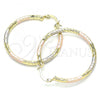 Oro Laminado Medium Hoop, Gold Filled Style Diamond Cutting Finish, Tricolor, 02.213.0243.40