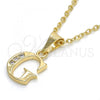 Oro Laminado Fancy Pendant, Gold Filled Style Initials Design, with White Cubic Zirconia, Polished, Golden Finish, 05.26.0019