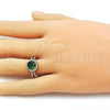 Oro Laminado Multi Stone Ring, Gold Filled Style Cluster Design, with Green and White Cubic Zirconia, Polished, Golden Finish, 01.282.0006