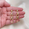 Oro Laminado Long Earring, Gold Filled Style Rolo and Twist Design, Polished, Golden Finish, 02.415.0002