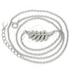 Sterling Silver Pendant Necklace, Leaf Design, with White Cubic Zirconia, Polished, Rhodium Finish, 04.336.0088.16