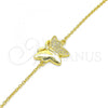 Sterling Silver Fancy Bracelet, Butterfly Design, with White Micro Pave, Polished, Golden Finish, 03.336.0040.2.07