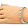 Oro Laminado Individual Bangle, Gold Filled Style and Ball Polished, Tricolor, 07.170.0068