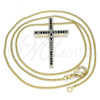 Oro Laminado Pendant Necklace, Gold Filled Style Cross Design, with Black Cubic Zirconia, Polished, Golden Finish, 04.284.0026.2.20