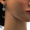 Rhodium Plated Dangle Earring, Flower Design, with White Cubic Zirconia, Polished, Rhodium Finish, 02.217.0058.2