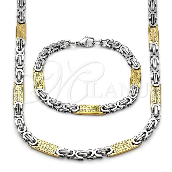 Stainless Steel Necklace and Bracelet, Infinite Design, Polished, Two Tone, 06.363.0058.1