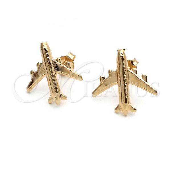 Oro Laminado Stud Earring, Gold Filled Style Polished, Golden Finish, 02.58.0023