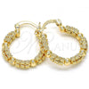Oro Laminado Small Hoop, Gold Filled Style Flower Design, Polished, Golden Finish, 02.261.0066.20