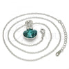Rhodium Plated Pendant Necklace, Heart Design, with Blue Zircon and Aurore Boreale Swarovski Crystals, Polished, Rhodium Finish, 04.239.0044.8.18