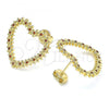 Oro Laminado Stud Earring, Gold Filled Style Heart Design, with Garnet Micro Pave, Polished, Golden Finish, 02.156.0439.2