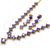 Oro Laminado Necklace and Earring, Gold Filled Style with Amethyst Cubic Zirconia, Polished, Golden Finish, 06.236.0004