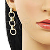 Oro Laminado Long Earring, Gold Filled Style Diamond Cutting Finish, Golden Finish, 02.213.0469