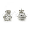 Sterling Silver Stud Earring, with White Cubic Zirconia, Polished, Rhodium Finish, 02.285.0022