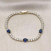 Oro Laminado Tennis Bracelet, Gold Filled Style Teardrop Design, with Sapphire Blue and White Cubic Zirconia, Polished, Golden Finish, 03.284.0026.3.07