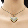 Oro Laminado Fancy Pendant, Gold Filled Style Heart and Hollow Design, Matte Finish, Golden Finish, 05.341.0094
