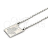 Stainless Steel Pendant Necklace, San Judas and Rolo Design, Polished, Steel Finish, 04.223.0003.20