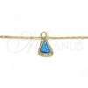 Oro Laminado Pendant Necklace, Gold Filled Style Teardrop Design, with Blue Topaz Opal and White Micro Pave, Polished, Golden Finish, 04.63.1323.18