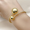 Oro Laminado Individual Bangle, Gold Filled Style Ball Design, with White Cubic Zirconia, Polished, Golden Finish, 07.421.0003