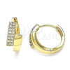Oro Laminado Huggie Hoop, Gold Filled Style with White Micro Pave, Polished, Golden Finish, 02.210.0572.15
