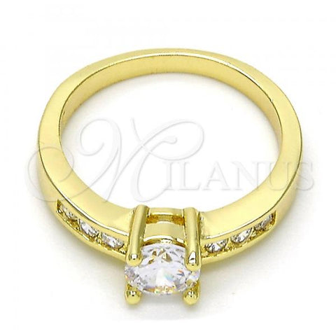 Oro Laminado Multi Stone Ring, Gold Filled Style with White Cubic Zirconia, Polished, Golden Finish, 01.99.0090.09 (Size 9)