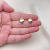 Oro Laminado Stud Earring, Gold Filled Style Chunky Design, Polished, Golden Finish, 02.156.0683