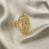 Oro Laminado Elegant Ring, Gold Filled Style Bow and Filigree Design, Diamond Cutting Finish, Golden Finish, 01.233.0030.08
