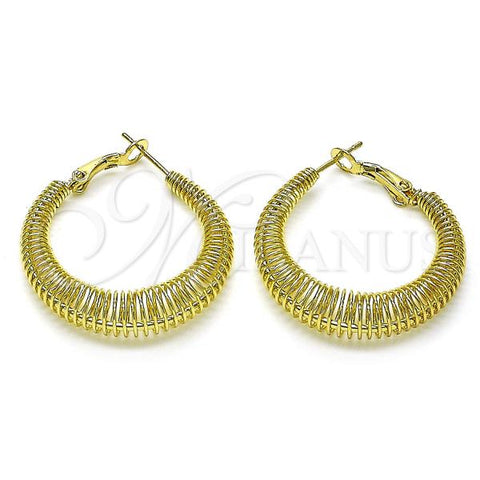 Oro Laminado Medium Hoop, Gold Filled Style Spiral Design, Polished, Golden Finish, 02.213.0682.30