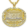 Oro Laminado Religious Pendant, Gold Filled Style with White Crystal, Polished, Two Tone, 05.253.0050