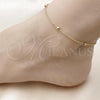 Oro Laminado Basic Anklet, Gold Filled Style Rolo and Ball Design, Polished, Golden Finish, 04.213.0325.09
