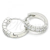 Sterling Silver Huggie Hoop, with White Cubic Zirconia, Polished, Rhodium Finish, 02.332.0063.15