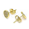 Oro Laminado Stud Earring, Gold Filled Style with White Micro Pave, Polished, Golden Finish, 02.156.0547