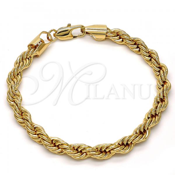 Gold Tone Basic Bracelet, Rope Design, Polished, Golden Finish, 04.242.0043.09GT