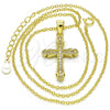 Sterling Silver Pendant Necklace, Cross Design, with White Micro Pave, Polished, Golden Finish, 04.336.0125.2.16