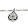 Sterling Silver Pendant Necklace, Teardrop Design, with Multicolor Micro Pave, Polished, Rhodium Finish, 04.336.0072.16