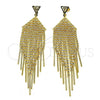 Oro Laminado Long Earring, Gold Filled Style with White Crystal, Polished, Golden Finish, 02.268.0104