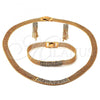 Oro Laminado Necklace, Bracelet and Earring, Gold Filled Style with  Cubic Zirconia, Golden Finish, 5.014.001