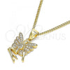 Oro Laminado Pendant Necklace, Gold Filled Style Angel Design, with White Micro Pave, Polished, Golden Finish, 04.156.0449.20