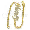 Oro Laminado Fancy Bracelet, Gold Filled Style Nameplate Design, Polished, Golden Finish, 03.63.1980.08