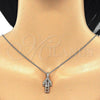 Sterling Silver Pendant Necklace, Cross Design, with White Cubic Zirconia, Polished, Tricolor, 04.336.0105.18